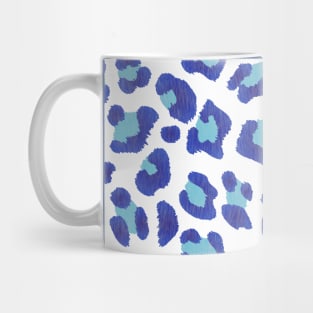 Leopard Print-Navy & Turquoise on White Mug